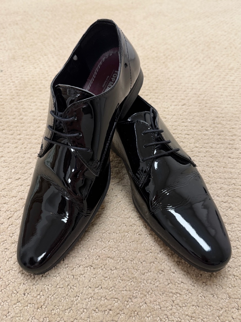 Classic Black Patent Leather Men's Tuxedo Dress Shoes 9.5